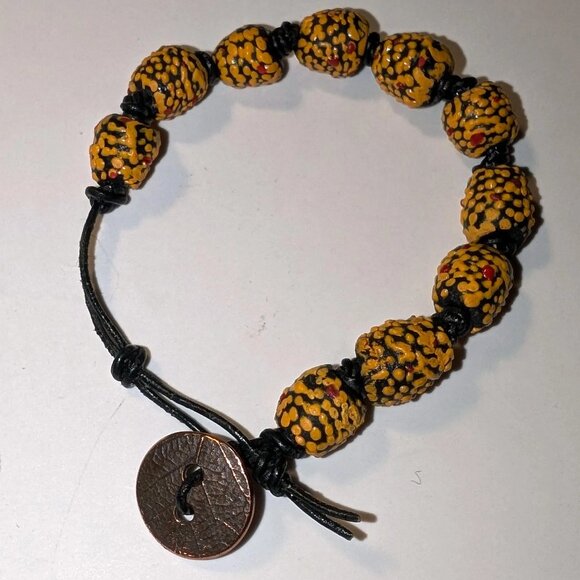 Leather Macrame Ethnocentric Bracelet - Picture 1 of 4